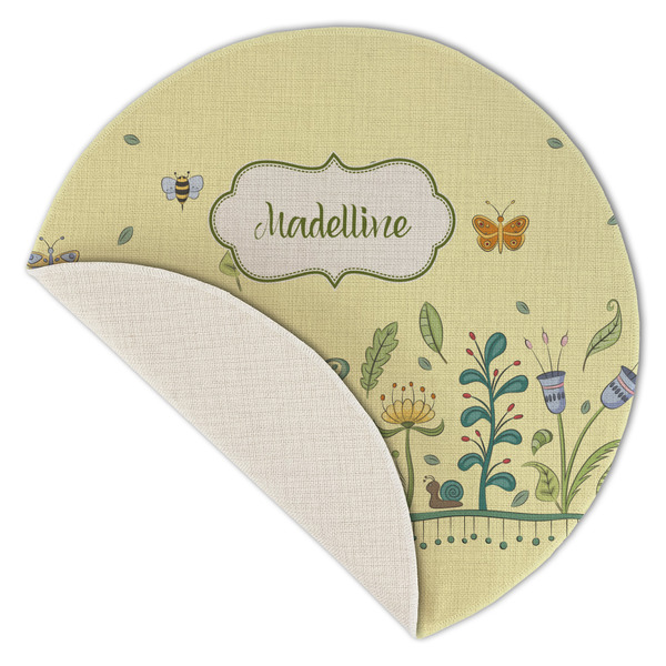 Nature Inspired Round Linen Placemats - Front (folded corner single sided)