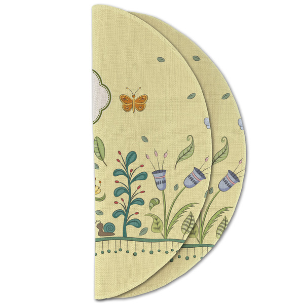 Nature Inspired Round Linen Placemats - HALF FOLDED (double sided)