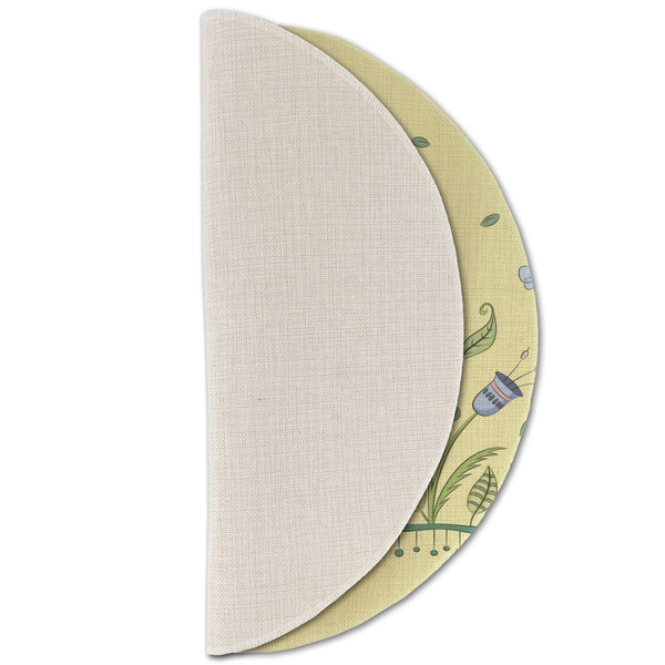 Nature Inspired Round Linen Placemats - HALF FOLDED (single sided)