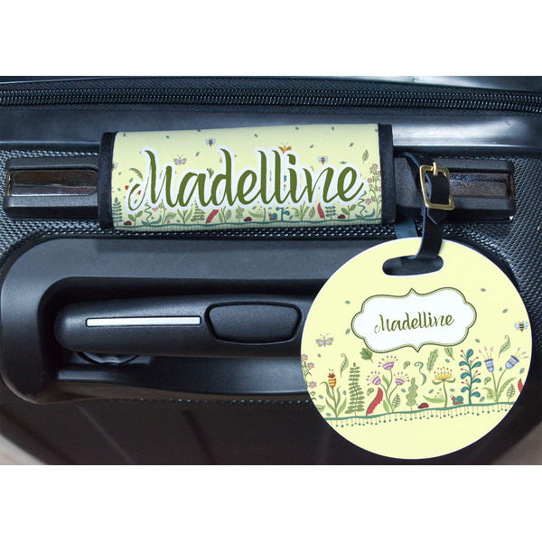 Nature Inspired Round Luggage Tag & Handle Wrap - In Context