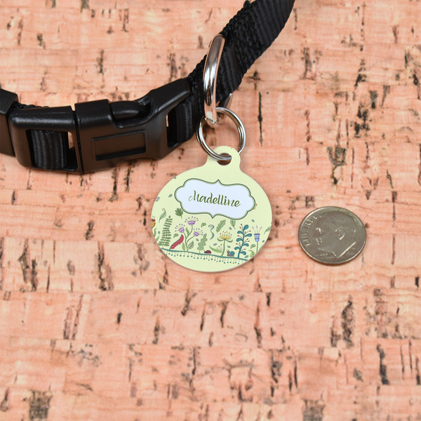 Nature Inspired Round Pet ID Tag - Small - In Context