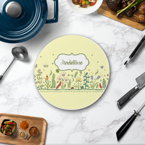 Nature Inspired Round Stone Trivet - In Context View