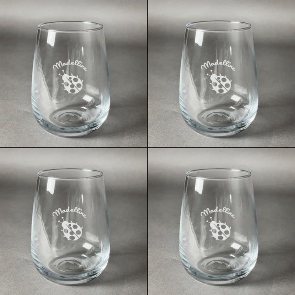 Nature Inspired Set of Four Personalized Stemless Wineglasses (Approval)