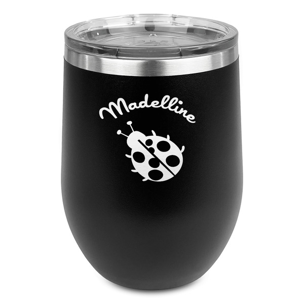 Custom Nature Inspired Stemless Stainless Steel Wine Tumbler - Black - Double Sided (Personalized)