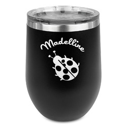 Nature Inspired Stemless Stainless Steel Wine Tumbler - Black - Single Sided (Personalized)