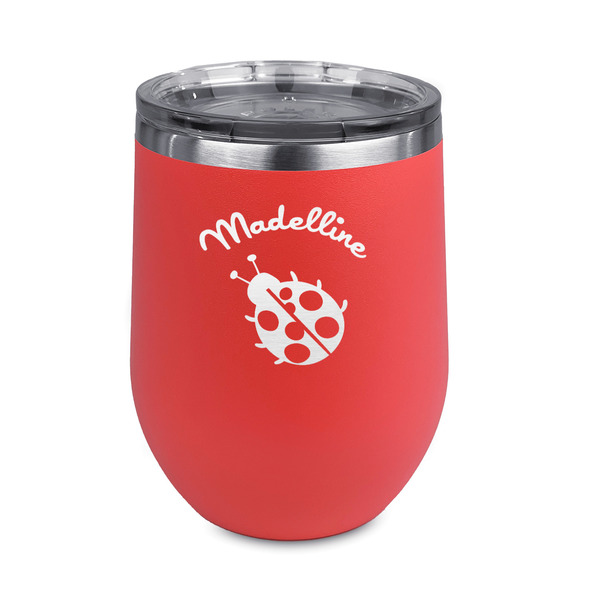 Custom Nature Inspired Stemless Stainless Steel Wine Tumbler - Coral - Double Sided (Personalized)