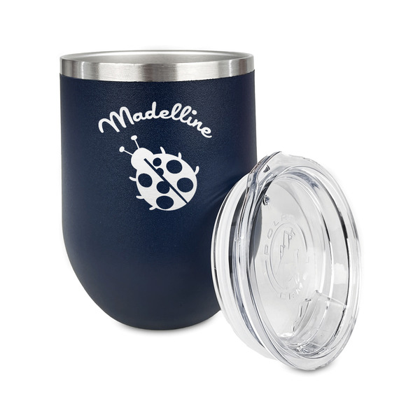 Nature Inspired Stainless Wine Tumblers - Navy - Double Sided - Alt View