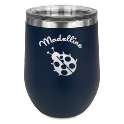 Nature Inspired Stemless Stainless Steel Wine Tumbler - Navy - Double Sided (Personalized)