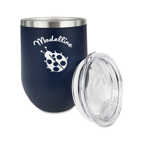 Nature Inspired Stainless Wine Tumblers - Navy - Single Sided - Alt View