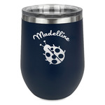 Nature Inspired Stemless Stainless Steel Wine Tumbler - Navy - Single Sided (Personalized)