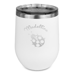 Nature Inspired Stemless Stainless Steel Wine Tumbler - White - Double Sided (Personalized)