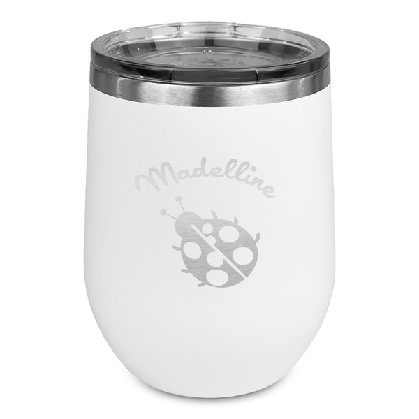 Custom Nature Inspired Stemless Stainless Steel Wine Tumbler - White - Single Sided (Personalized)