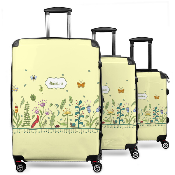 Custom Nature Inspired 3 Piece Luggage Set - 20" Carry On, 24" Medium Checked, 28" Large Checked (Personalized)