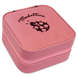 Nature Inspired Travel Jewelry Boxes - Pink Leather (Personalized)