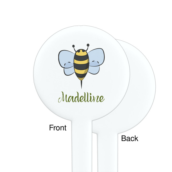 Nature Inspired White Plastic 7" Stir Stick - Single Sided - Round - Front & Back