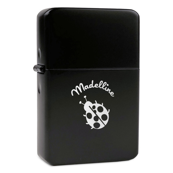 Custom Nature Inspired Windproof Lighter - Black - Single Sided & Lid Engraved (Personalized)