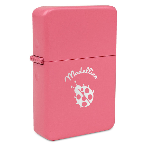 Custom Nature Inspired Windproof Lighter - Pink - Single Sided & Lid Engraved (Personalized)