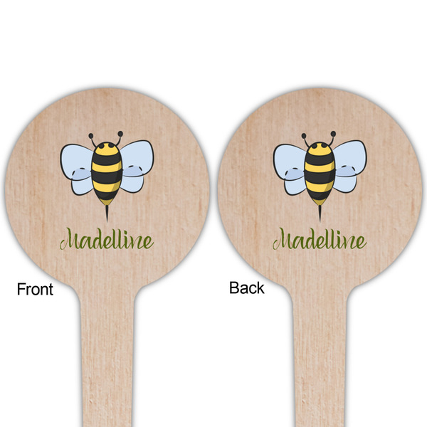 Nature Inspired Wooden 4" Food Pick - Round - Double Sided - Front & Back