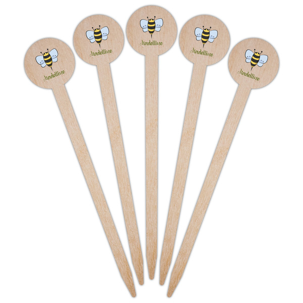 Nature Inspired Wooden 6" Food Pick - Round - Fan View