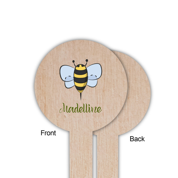 Nature Inspired Wooden 6" Food Pick - Round - Single Sided - Front & Back