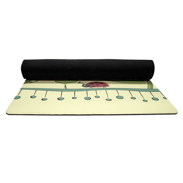 Nature Inspired Yoga Mat Rolled up Black Rubber Backing