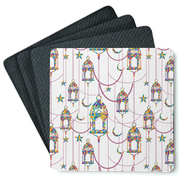 Custom Hanging Lanterns Square Rubber Backed Coasters - Set of 4