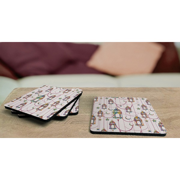 Moroccan Lanterns Coaster Rubber Back - On Coffee Table