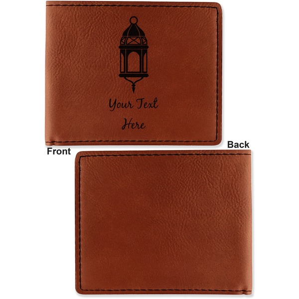 Arabian Lamps Cognac Leatherette Bifold Wallets - Front and Back Single Sided - Apvl