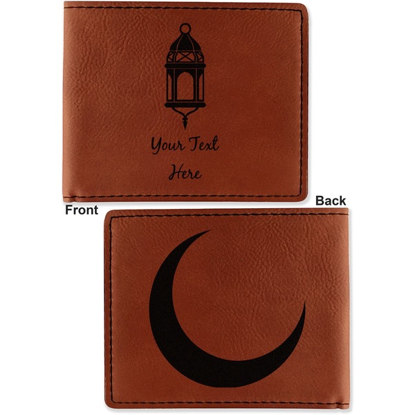 Arabian Lamps Cognac Leatherette Bifold Wallets - Front and Back