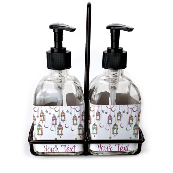 Custom Hanging Lanterns Glass Soap & Lotion Bottle Set