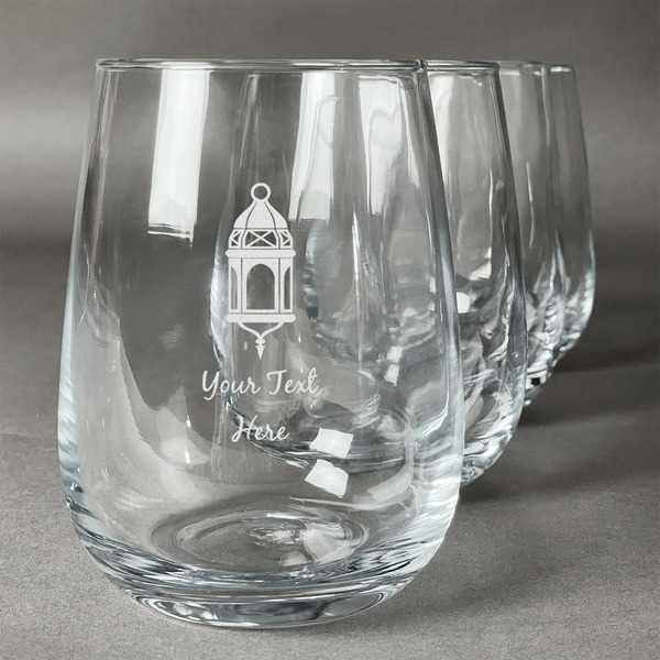 Custom Hanging Lanterns Stemless Wine Glasses (Set of 4)