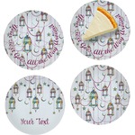 Hanging Lanterns Set of 4 Glass Appetizer / Dessert Plate 8"