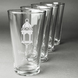 Hanging Lanterns Pint Glasses - Engraved (Set of 4)