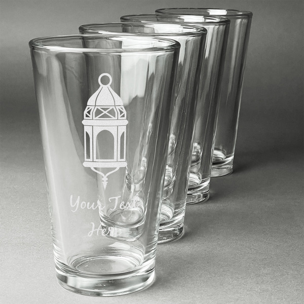 Custom Hanging Lanterns Pint Glasses - Engraved (Set of 4)