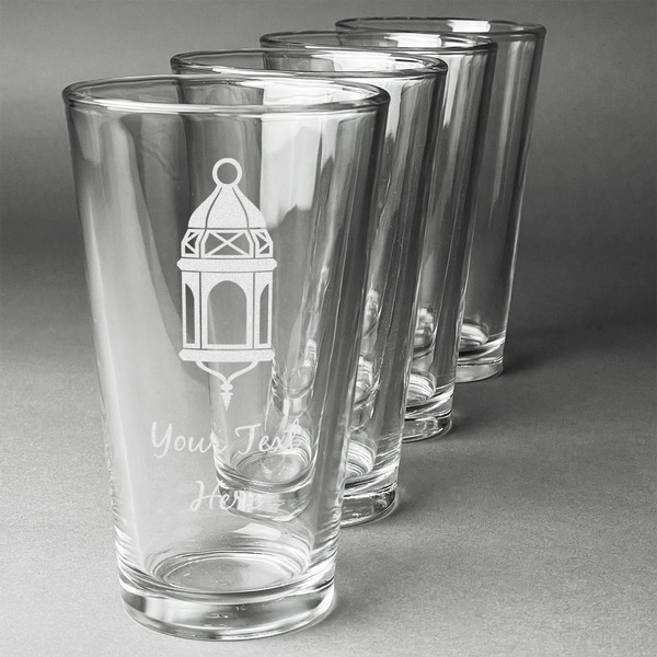Hanging Lanterns Set of Four Engraved Pint Glasses - Set View