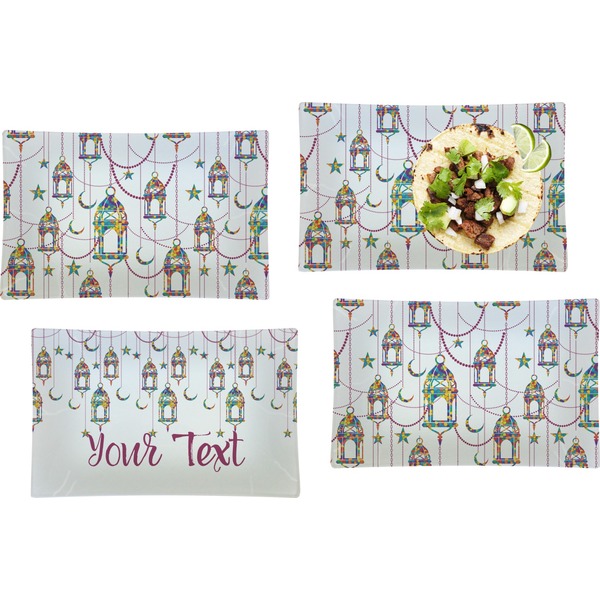 Custom Hanging Lanterns Set of 4 Glass Rectangular Lunch / Dinner Plate