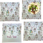 Hanging Lanterns Set of 4 Glass Square Lunch / Dinner Plate 9.5"