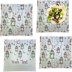 Hanging Lanterns Set of 4 Glass Square Lunch / Dinner Plate 9.5"