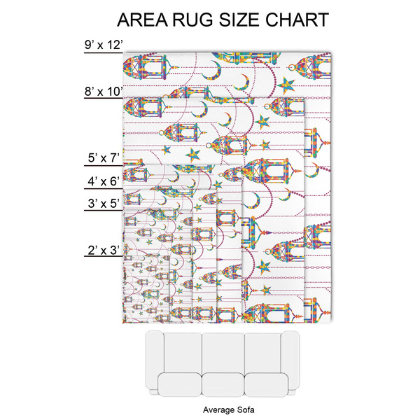 Hanging Lanterns 2'x3' Indoor Area Rugs - Size Chart