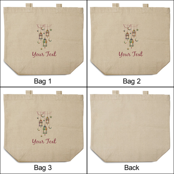 Hanging Lanterns 3 Reusable Cotton Grocery Bags - Front & Back View
