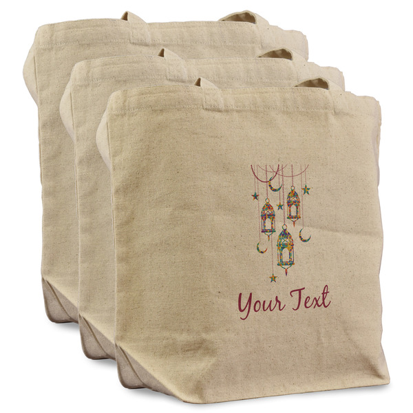 Hanging Lanterns 3 Reusable Cotton Grocery Bags - Front View