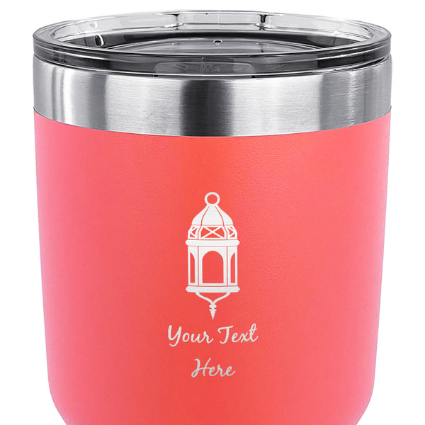 Hanging Lanterns 30 oz Stainless Steel Ringneck Tumbler - Coral - CLOSE UP