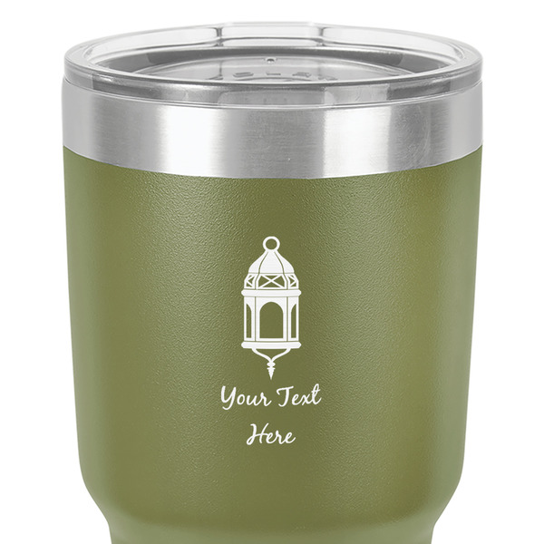 Hanging Lanterns 30 oz Stainless Steel Ringneck Tumbler - Olive - Close Up