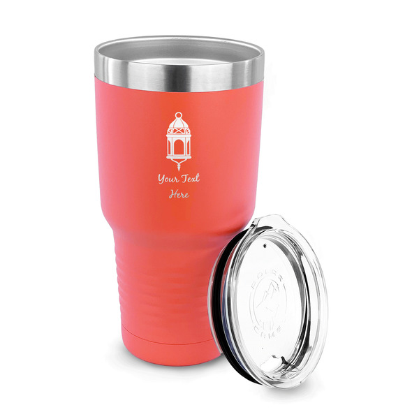 Hanging Lanterns 30 oz Stainless Steel Ringneck Tumblers - Coral - LID OFF