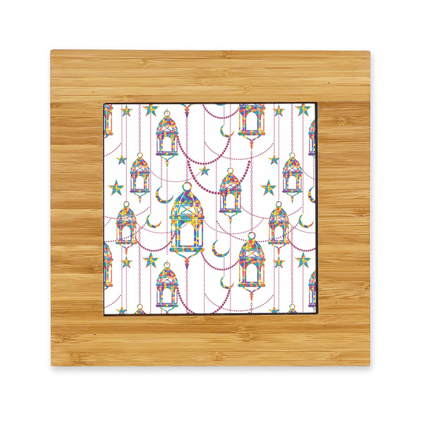 Custom Hanging Lanterns Bamboo Trivet with Ceramic Tile Insert