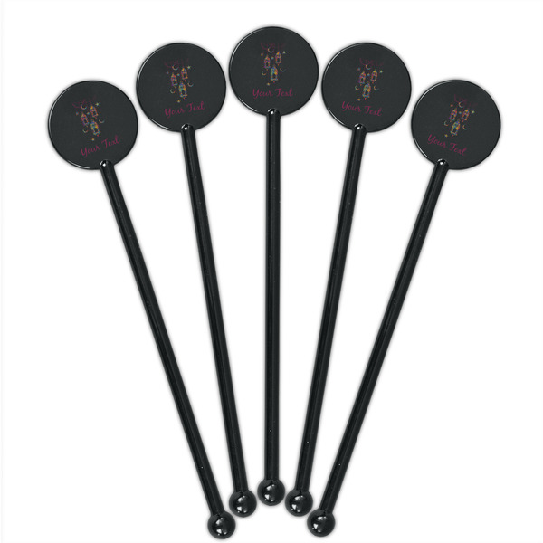 Hanging Lanterns Black Plastic 5.5" Stir Stick - Round - Fan View