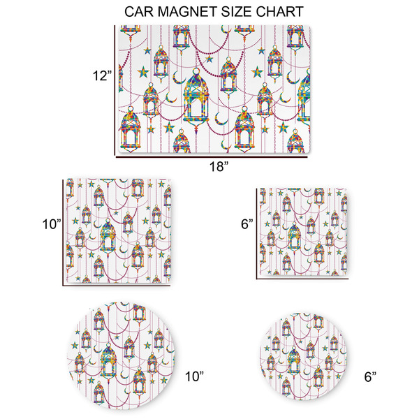 Hanging Lanterns Car Magnets - SIZE CHART