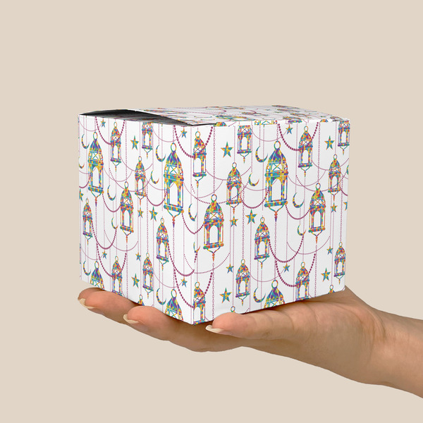 Hanging Lanterns Cube Favor Gift Box - On Hand - Scale View