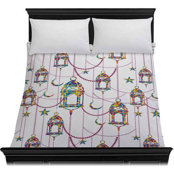 Hanging Lanterns Duvet Cover - Queen - On Bed - No Prop