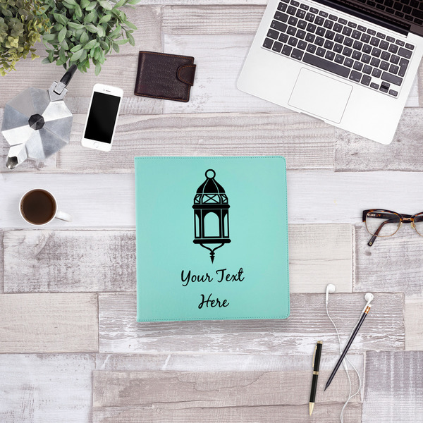 Hanging Lanterns Leather Binder - 1" - Teal - Lifestyle View